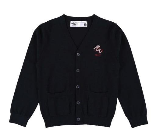 A Navy Cardigans from Kellett School in size 4T for girl. (Front View)