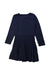 A Navy Long Sleeve Dresses from Petit Bateau in size 6T for girl. (Back View)