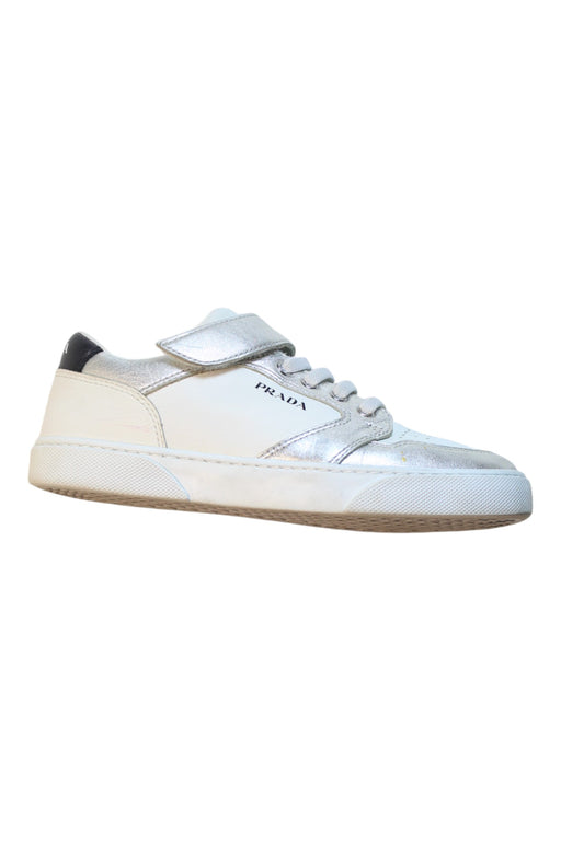 A White Sneakers from Prada in size 10Y for girl. (Front View)