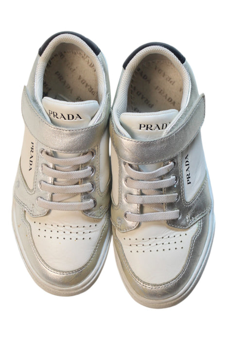 A White Sneakers from Prada in size 10Y for girl. (Back View)