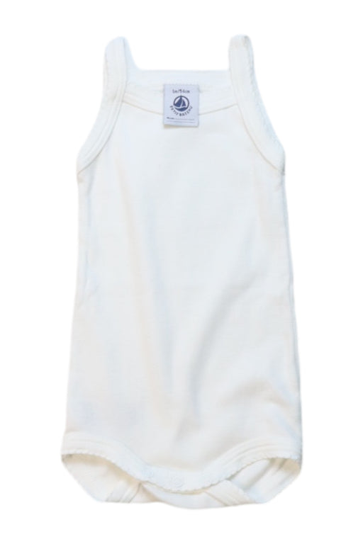 A White Sleeveless Bodysuits from Petit Bateau in size 0-3M for girl. (Front View)