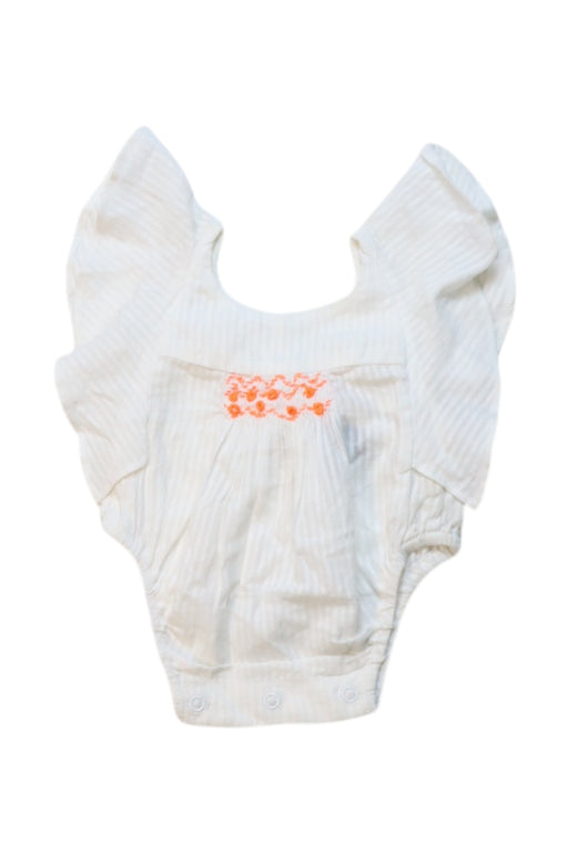 A White Short Sleeve Bodysuits from Velveteen in size 0-3M for girl. (Front View)