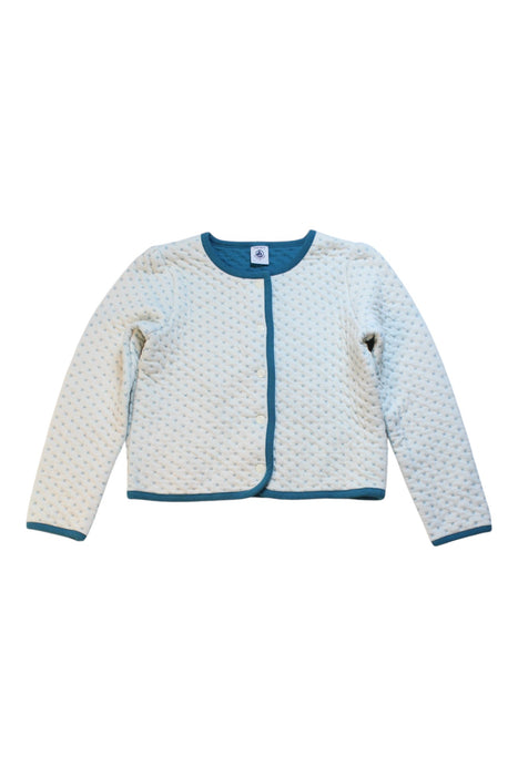 A Blue Cardigans from Petit Bateau in size 6T for girl. (Front View)