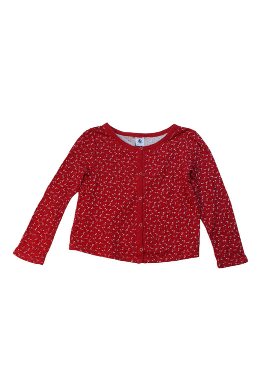 A Red Cardigans from Petit Bateau in size 6T for girl. (Front View)