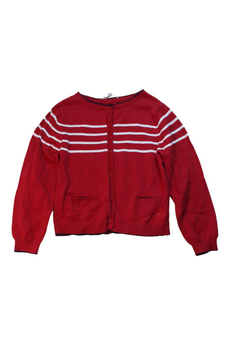 A Red Cardigans from Jacadi in size 6T for girl. (Front View)