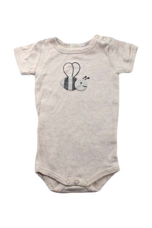 A Beige Short Sleeve Bodysuits from Seed in size 0-3M for neutral. (Front View)