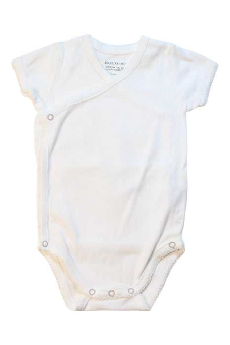 A White Short Sleeve Bodysuits from Bout'Chou in size 0-3M for girl. (Front View)