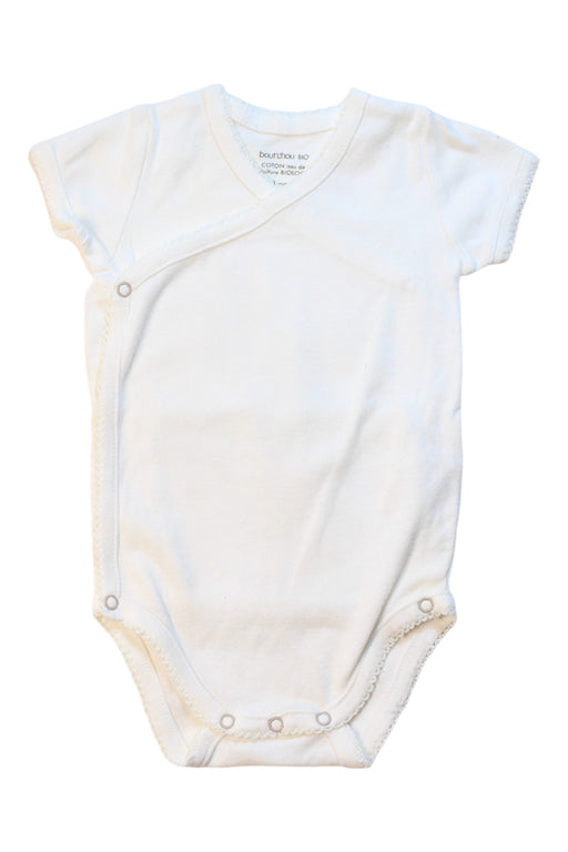 A White Short Sleeve Bodysuits from Bout'Chou in size 0-3M for girl. (Front View)