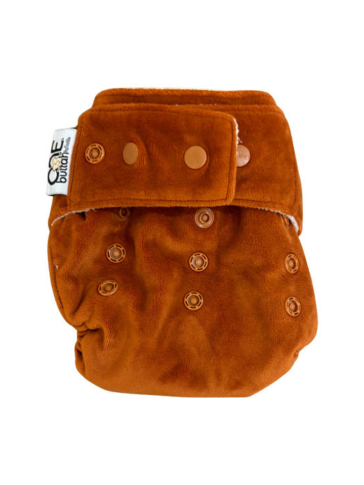 A Brown Cloth Diapers from GroVia in size 6-12M for neutral. (Front View)