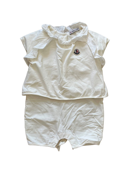 A White Short Sleeve Rompers from Moncler in size 12-18M for girl. (Front View)