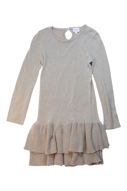 A Silver Long Sleeve Dresses from Seed in size 8Y for girl. (Front View)