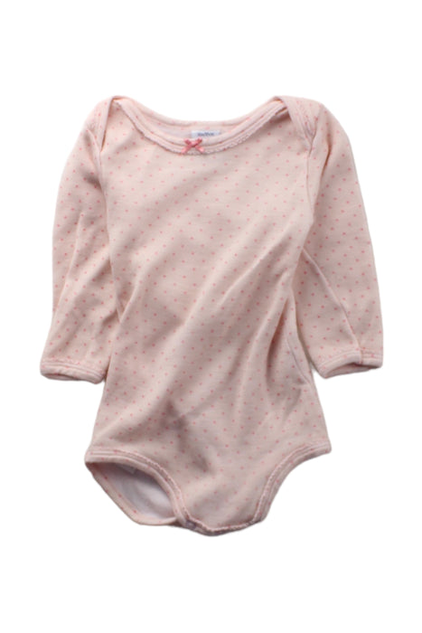 A Pink Long Sleeve Bodysuits from Petit Bateau in size 12-18M for girl. (Front View)