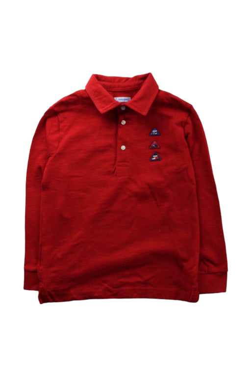 A Red Long Sleeve Polos from Mayoral in size 5T for boy. (Front View)