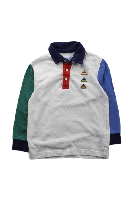 A White Long Sleeve Polos from Mayoral in size 3T for boy. (Front View)