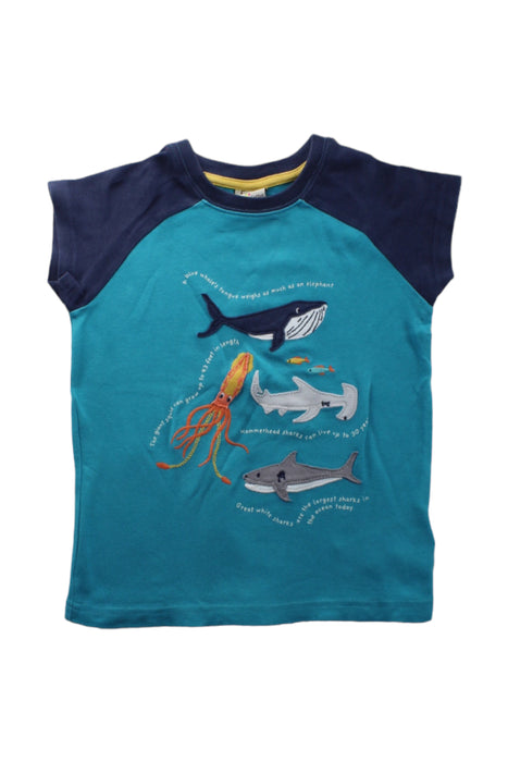 A Blue Short Sleeve T Shirts from Frugi in size 5T for girl. (Front View)