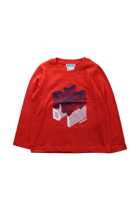 A Red Long Sleeve T Shirts from Jacadi in size 4T for boy. (Front View)