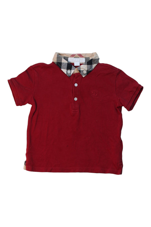 A Red Short Sleeve Polos from Burberry in size 2T for boy. (Front View)