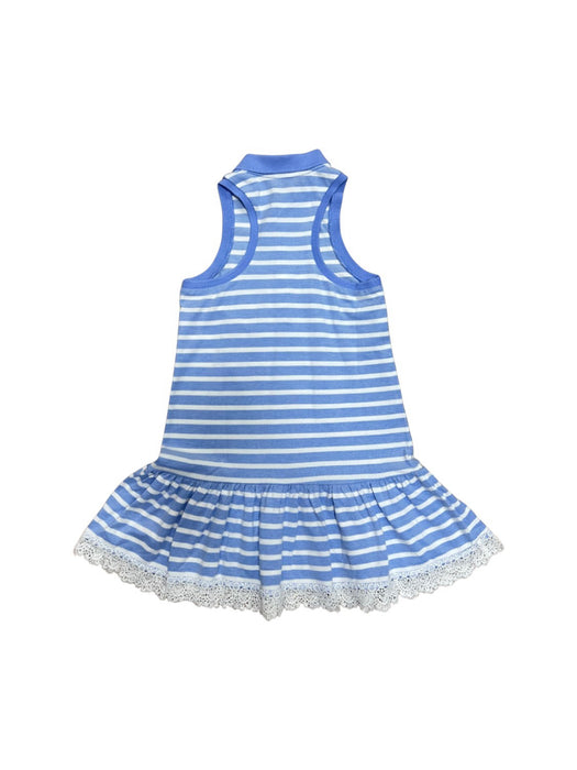 A Blue Sleeveless Dresses from Polo Ralph Lauren in size 5T for girl. (Back View)