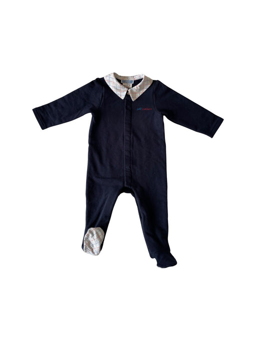 A Navy Onesies from Jacadi in size 6-12M for neutral. (Front View)