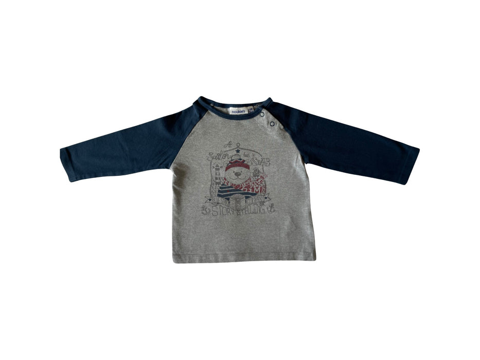 A Grey Long Sleeve T Shirts from Noukie's in size 6-12M for boy. (Front View)
