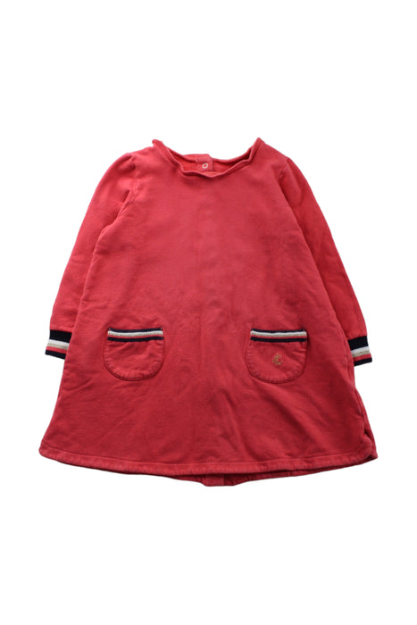 A Red Long Sleeve Dresses from Petit Bateau in size 3T for girl. (Front View)