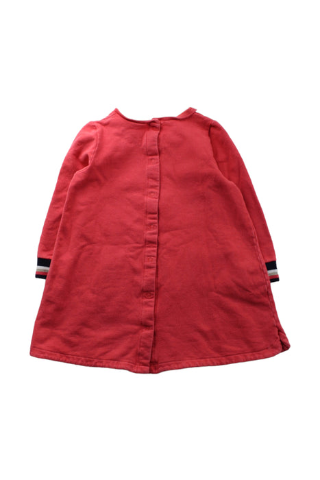 A Red Long Sleeve Dresses from Petit Bateau in size 3T for girl. (Back View)