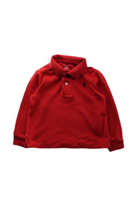 A Red Long Sleeve Polos from Ralph Lauren in size 2T for boy. (Front View)