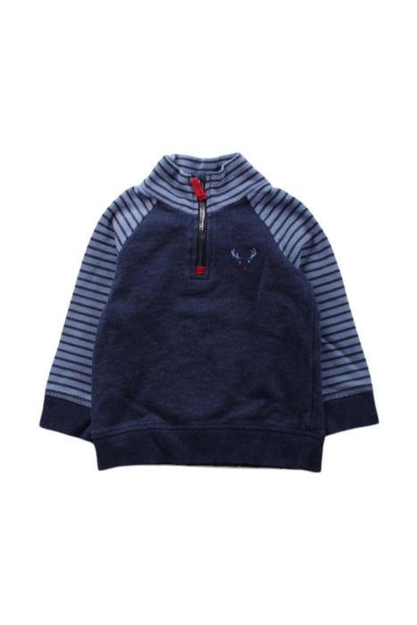 A Blue Zippered Sweatshirts from The Little White Company in size 12-18M for boy. (Front View)