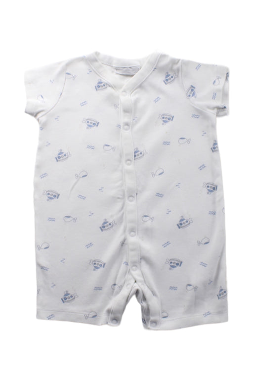 A White Short Sleeve Rompers from The Little White Company in size 6-12M for boy. (Front View)