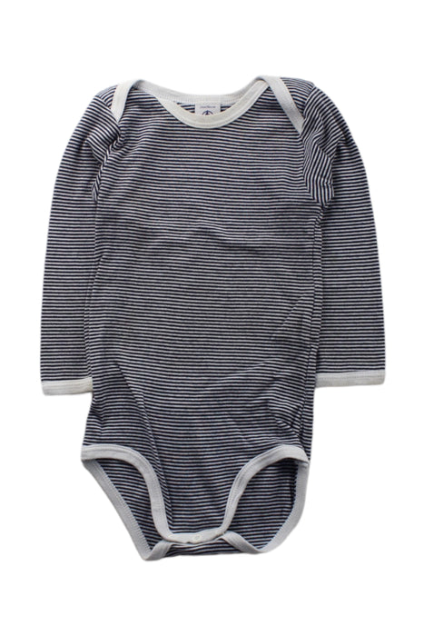A Blue Long Sleeve Bodysuits from Petit Bateau in size 2T for boy. (Front View)