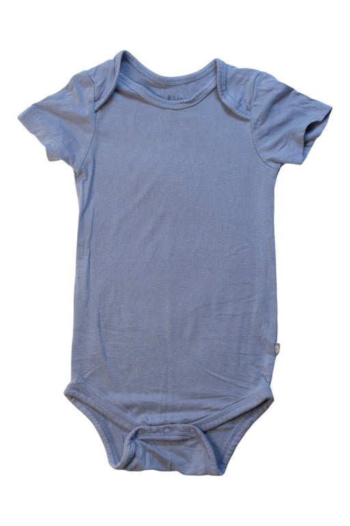 A Blue Short Sleeve Bodysuits from Kyte Baby in size 12-18M for neutral. (Front View)