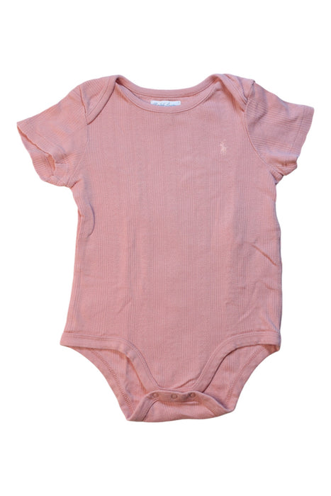 A Pink Short Sleeve Bodysuits from Ralph Lauren in size 12-18M for girl. (Front View)