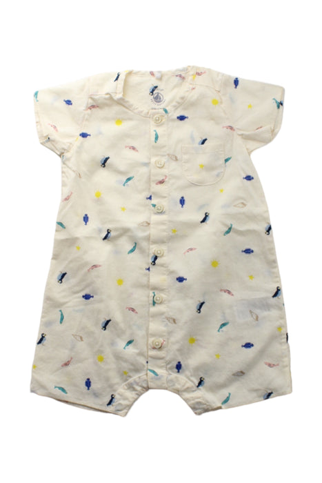 A White Short Sleeve Rompers from Petit Bateau in size 3-6M for boy. (Front View)