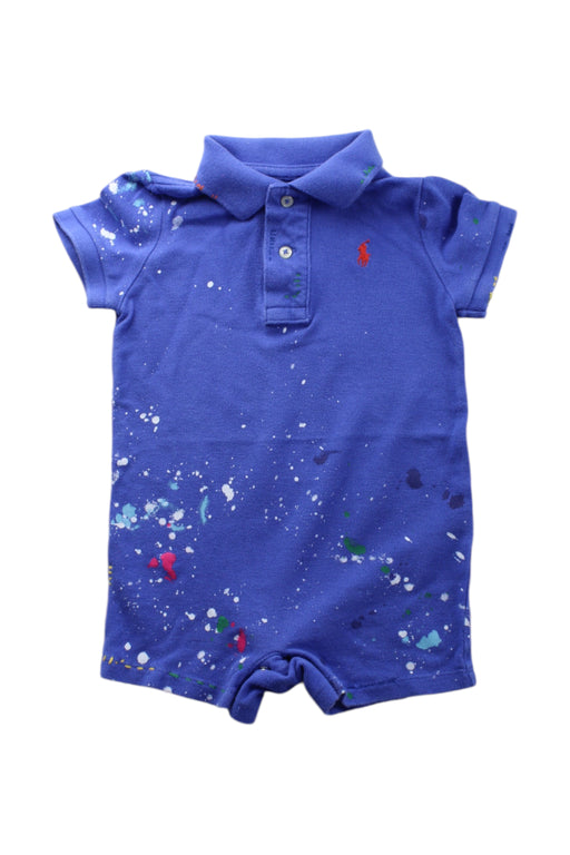 A Blue Short Sleeve Rompers from Ralph Lauren in size 6-12M for boy. (Front View)