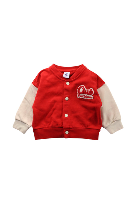 A Red Cardigans from Petit Bateau in size 6-12M for boy. (Front View)