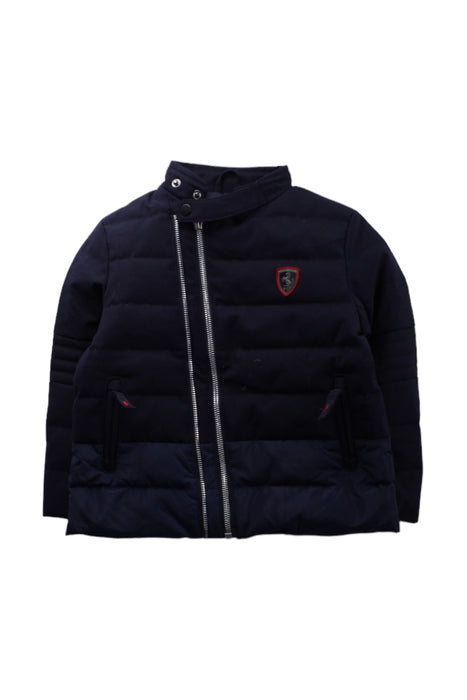 A Blue Puffer/Quilted Jackets from Ferrari in size 2T for boy. (Front View)