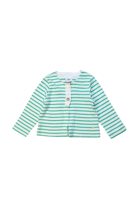 A Teal Cardigans from Petit Bateau in size 6-12M for girl. (Front View)