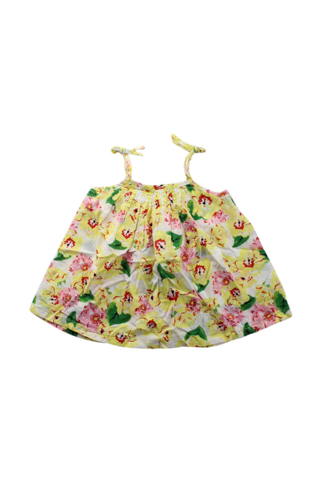 A Yellow Sleeveless Dresses from Le Petit Lucas du Tertre in size 12-18M for girl. (Back View)