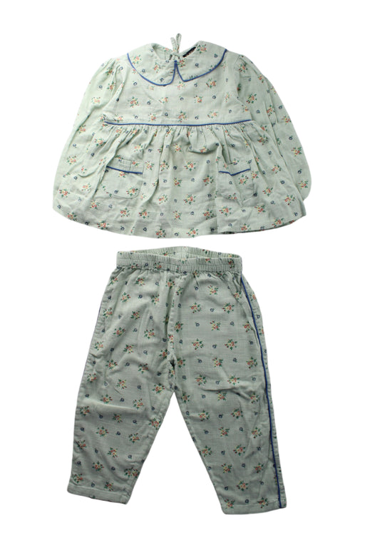 A Green Pyjama Sets from Bonjour in size 2T for girl. (Front View)