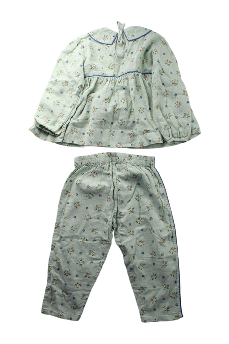 A Green Pyjama Sets from Bonjour in size 2T for girl. (Back View)