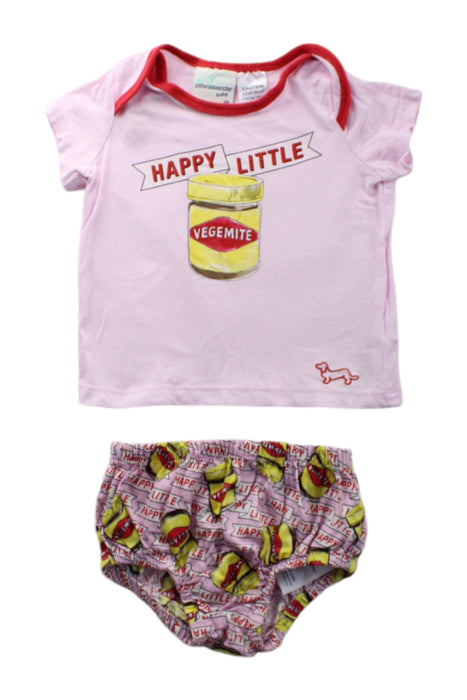 A Pink Short Sleeve T Shirts from Peter Alexander in size 3-6M for girl. (Front View)