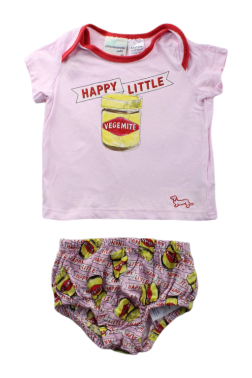 A Pink Short Sleeve T Shirts from Peter Alexander in size 3-6M for girl. (Front View)