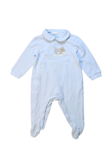 A Blue Onesies from Il Gufo in size 6-12M for neutral. (Front View)