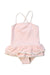 A Pink Swimsuits from Seed in size 6-12M for girl. (Front View)