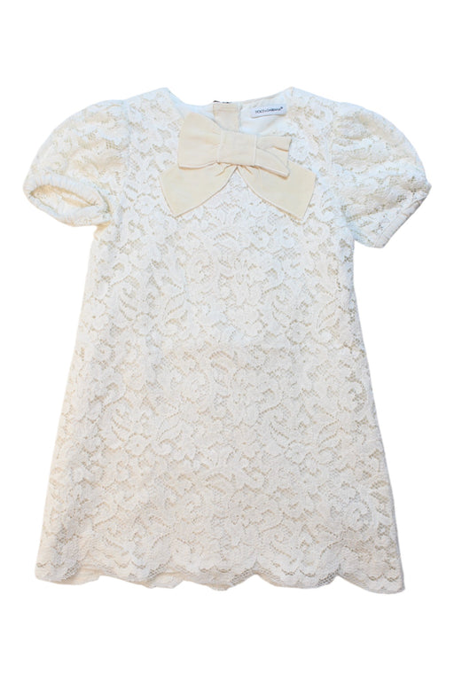 A White Short Sleeve Dresses from Dolce & Gabbana in size 4T for girl. (Front View)