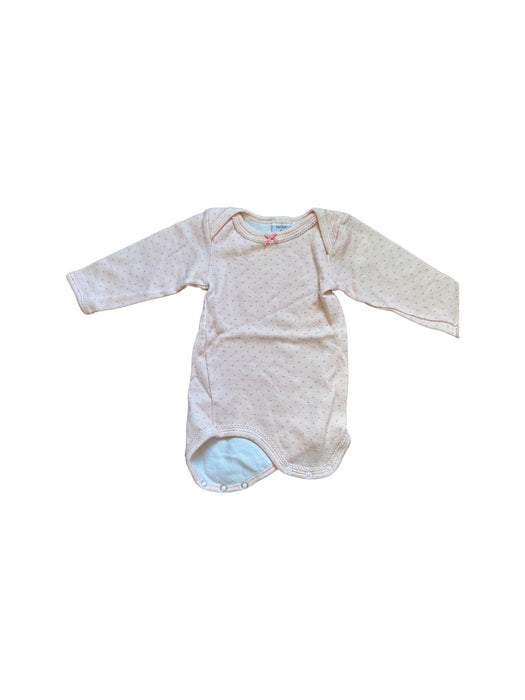 A Pink Long Sleeve Bodysuits from Petit Bateau in size 6-12M for girl. (Front View)