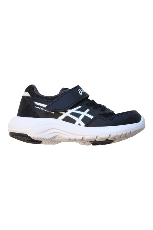 A Black Sneakers from ASICS in size 4T for boy. (Front View)