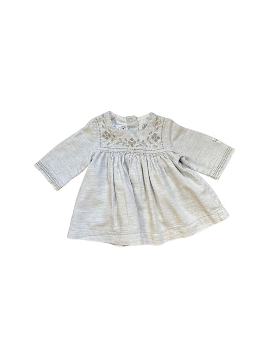 A Grey Long Sleeve Dresses from Petit Bateau in size 0-3M for girl. (Front View)