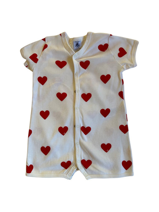 A White Short Sleeve Rompers from Petit Bateau in size 6-12M for girl. (Front View)