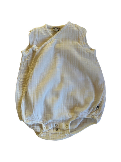 A White Sleeveless Bodysuits from Bonton in size 3-6M for neutral. (Front View)